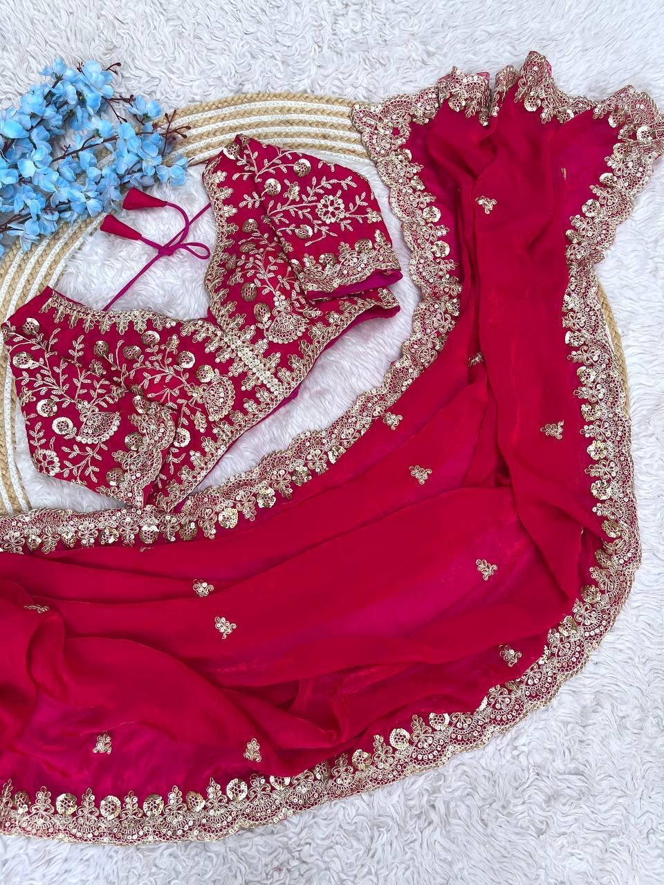 Graceful Fendy Silk Blooming Saree with sequence border