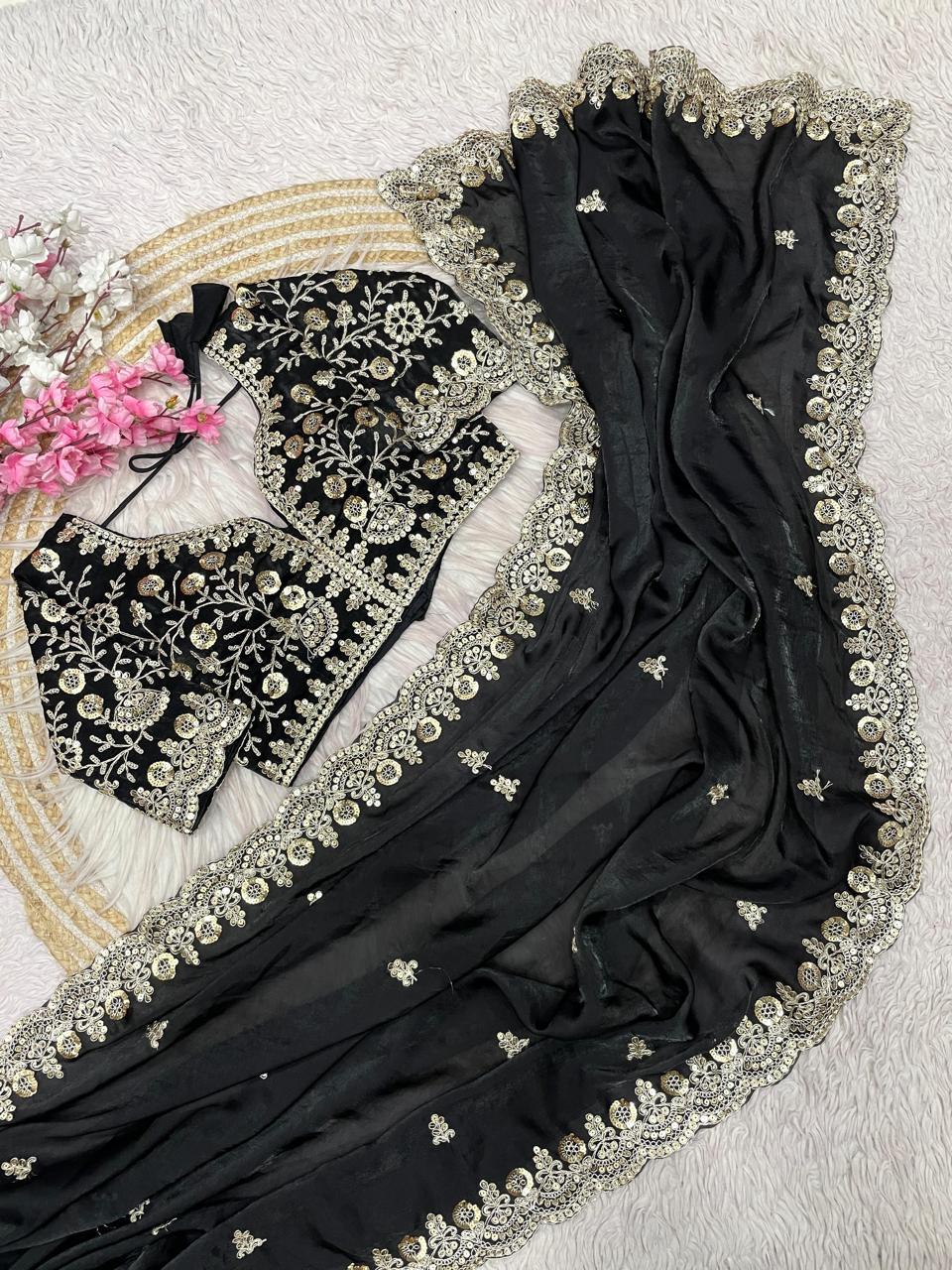 Graceful Fendy Silk Blooming Saree with sequence border