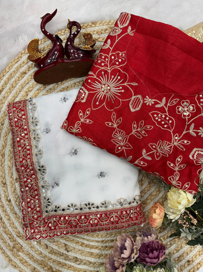 Sequins and dori embroidery with real mirrro work