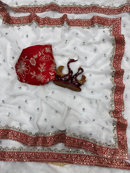 Sequins and dori embroidery with real mirrro work