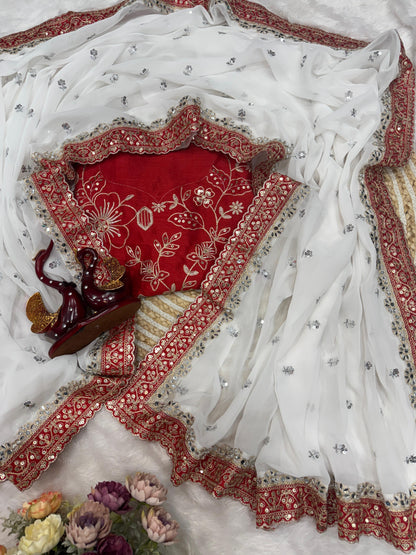 Sequins and dori embroidery with real mirrro work