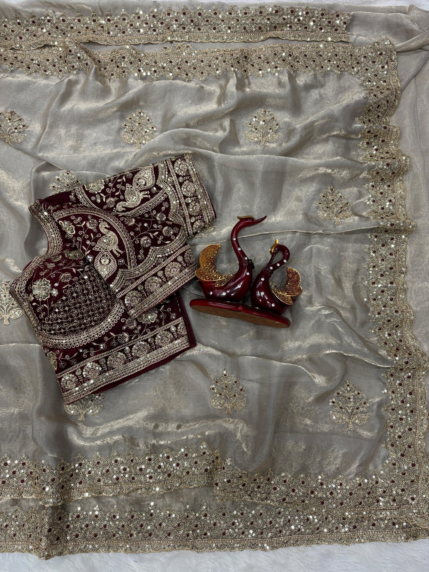 💃 Premium Satin Designer Saree with Heavy Embroidery Blouse 💫