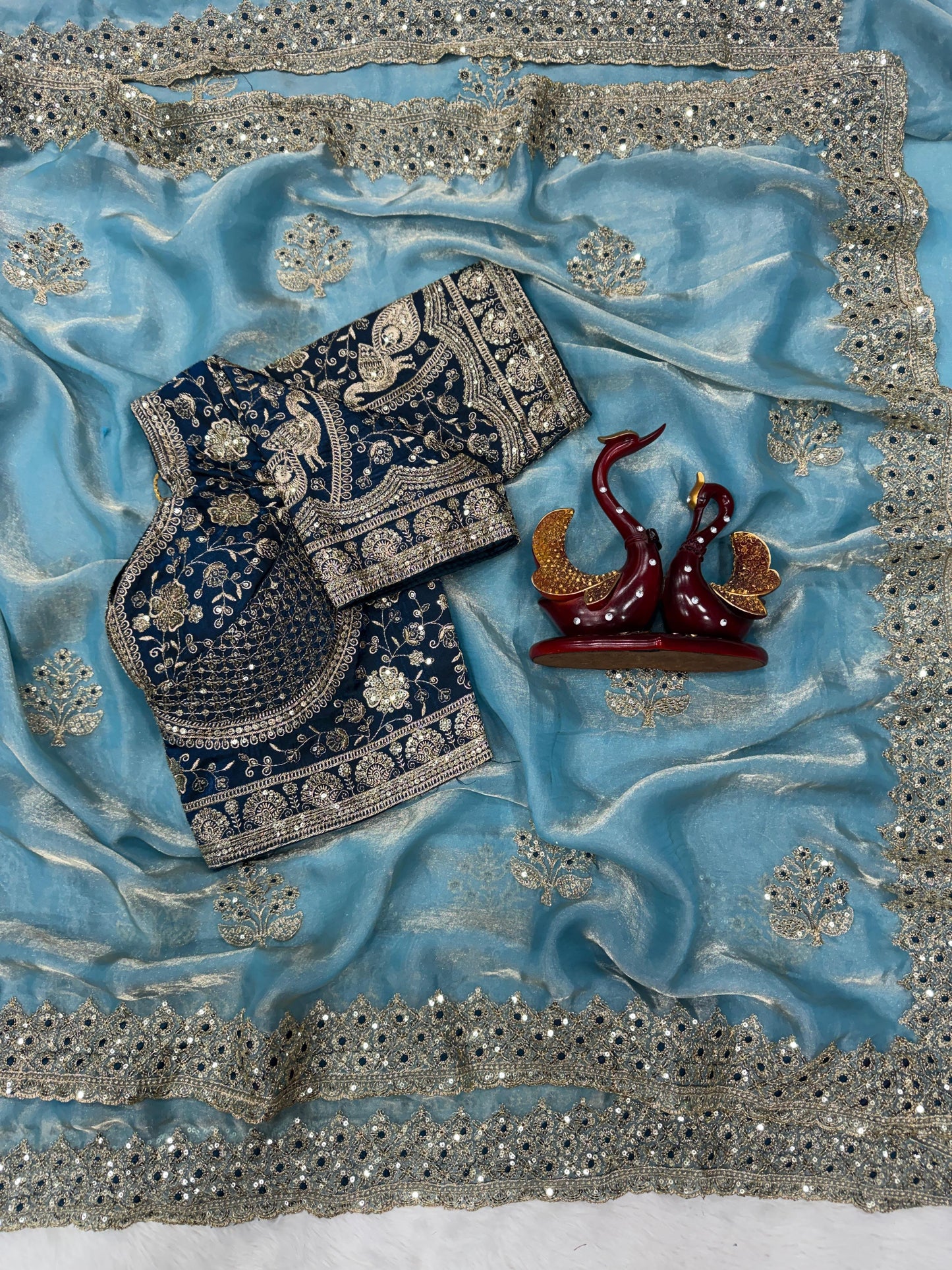 💃 Premium Satin Designer Saree with Heavy Embroidery Blouse 💫
