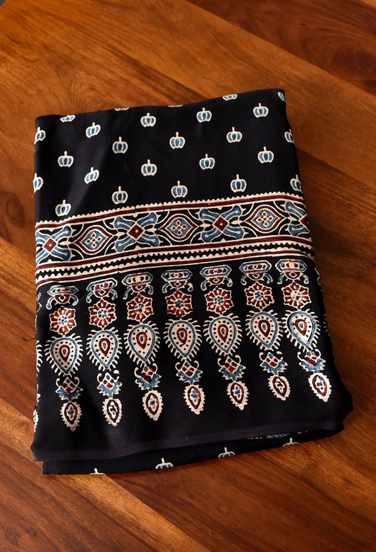 Pure Gajji Crepe Silk Designer Saree with Blouse