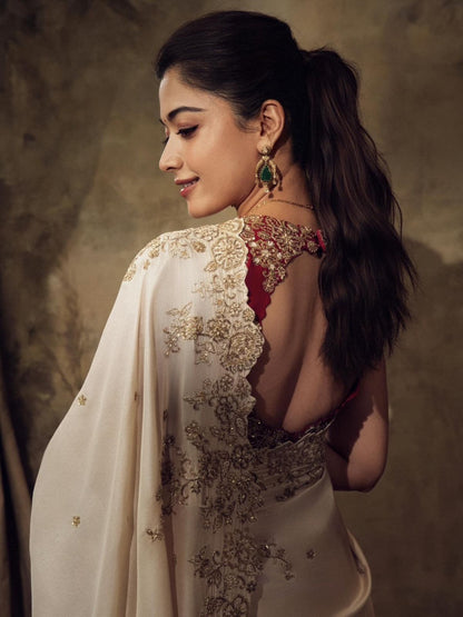 Beautiful Sequence Embroidery Work Designer Saree