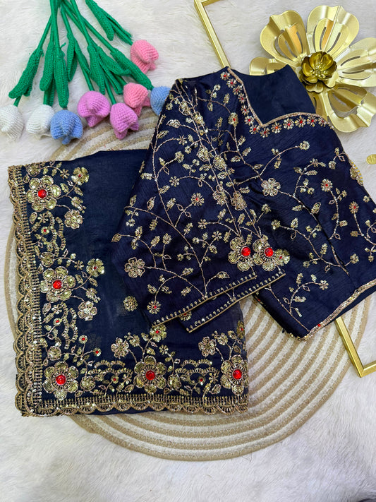Fendy Satin Ombre Shaded Fabric – Luxury Smooth Drape Textile saree
