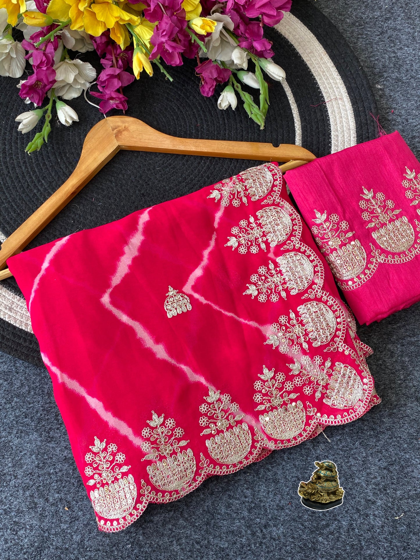 Elegant Leheriya Pattern Saree for Women | Festive & Party Wear