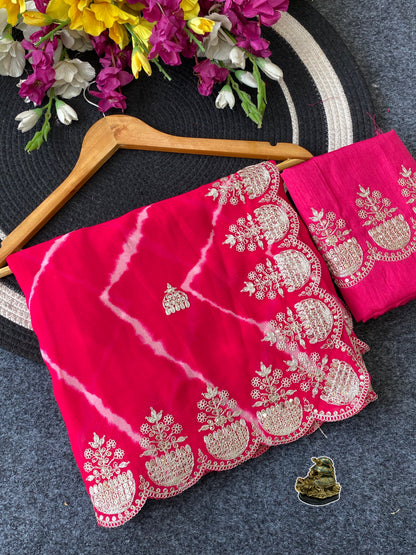 Elegant Leheriya Pattern Saree for Women | Festive & Party Wear