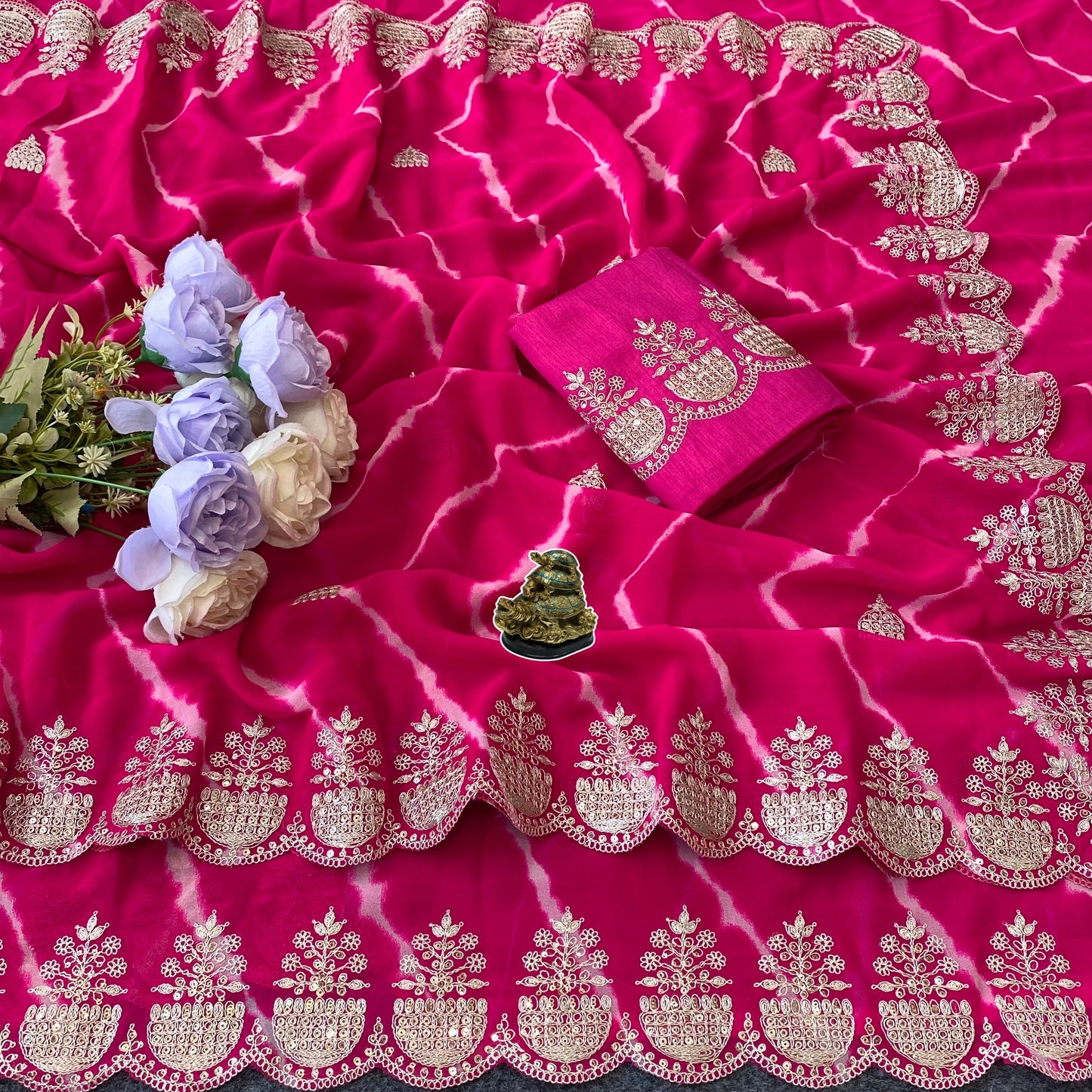 Elegant Leheriya Pattern Saree for Women | Festive & Party Wear