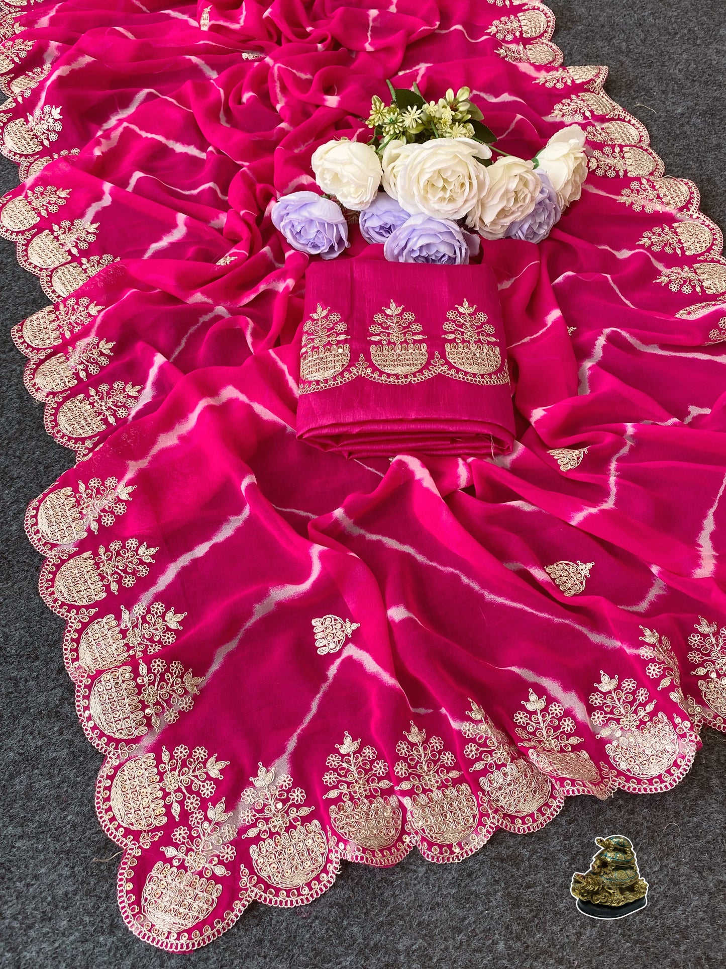 Elegant Leheriya Pattern Saree for Women | Festive & Party Wear