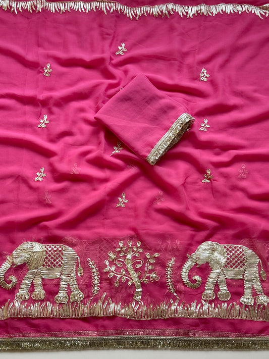 Beautiful Gota Patti Work with All-Over Fancy Lace Work