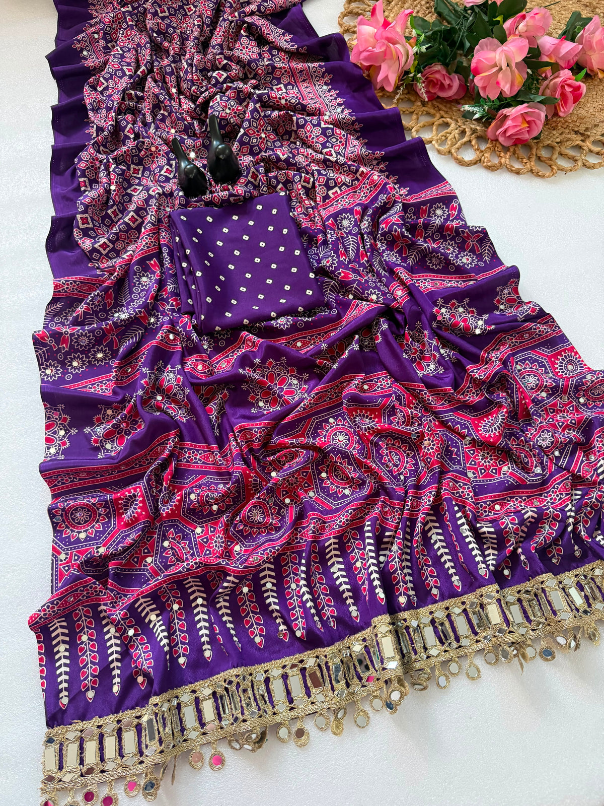 Premium Arjakh Satin Viscose Silk Saree – Elegant Ethnic Wear