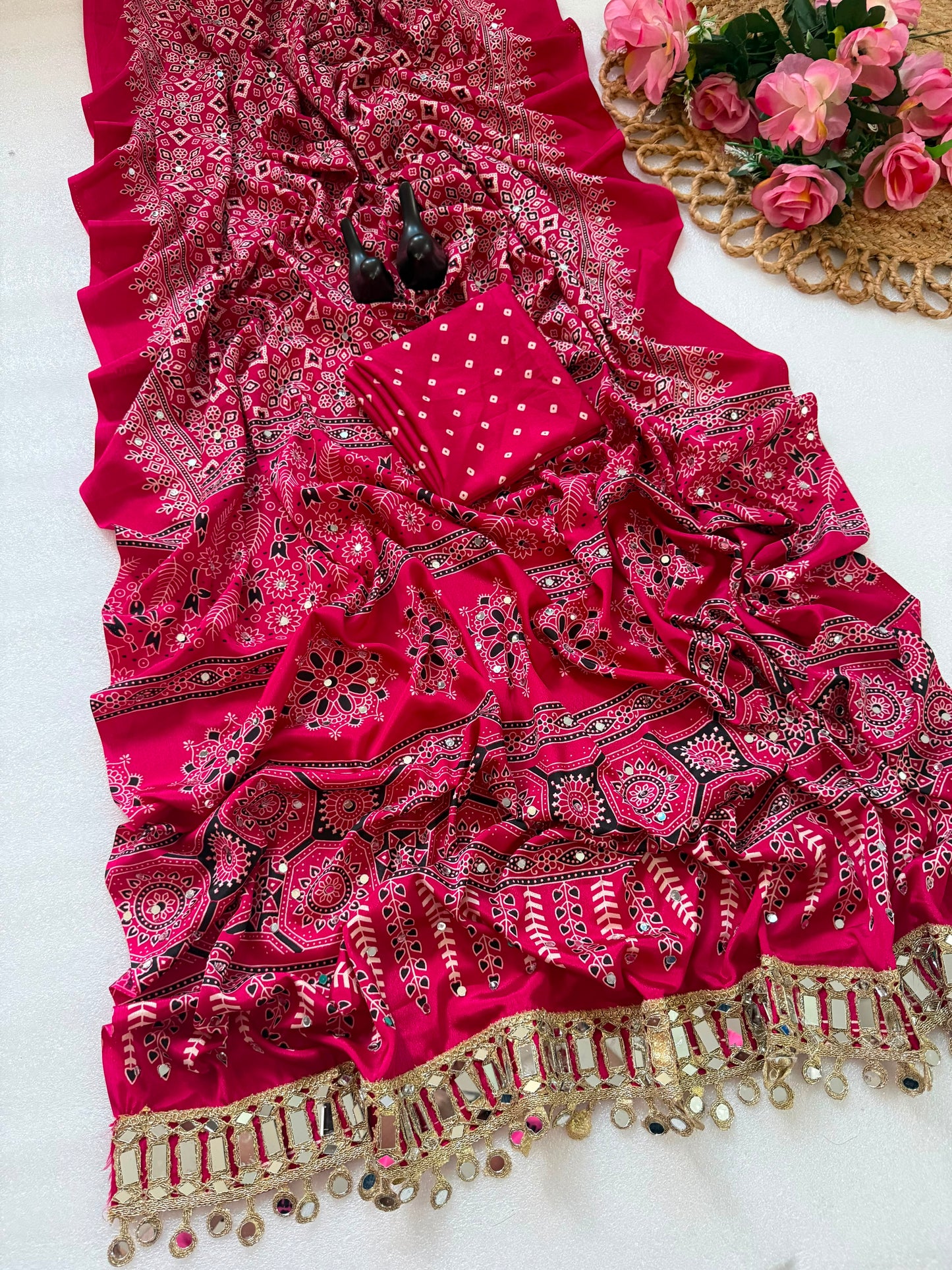 Premium Arjakh Satin Viscose Silk Saree – Elegant Ethnic Wear