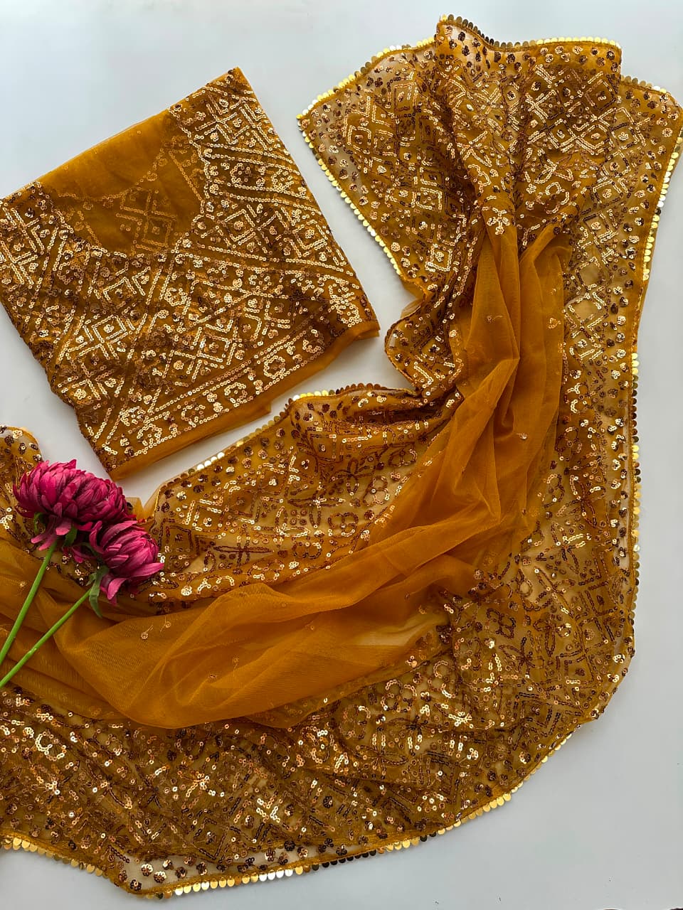 Heavy Butterfly Net Designer Saree with 5mm Sequins & Embroidery Work
