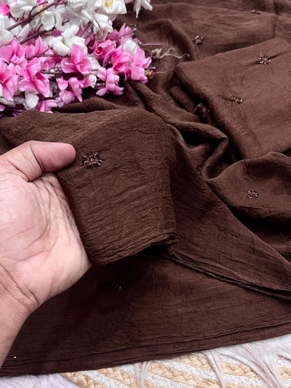 Premium Rangoli Crush Saree with Designer Embroidery Work |