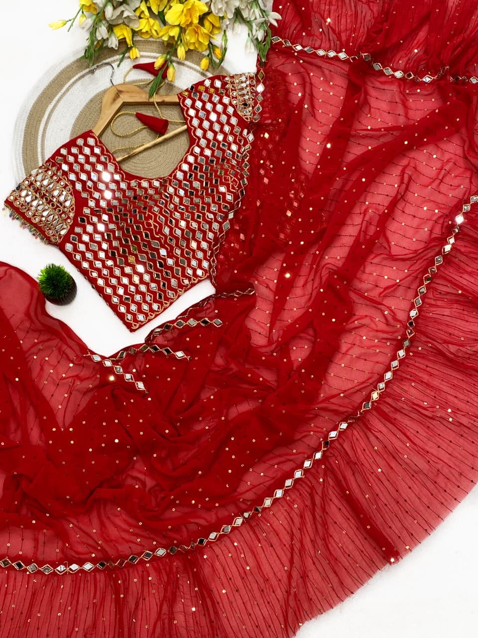 Premium Sequins Crush Pleated Saree – New Designer Collection