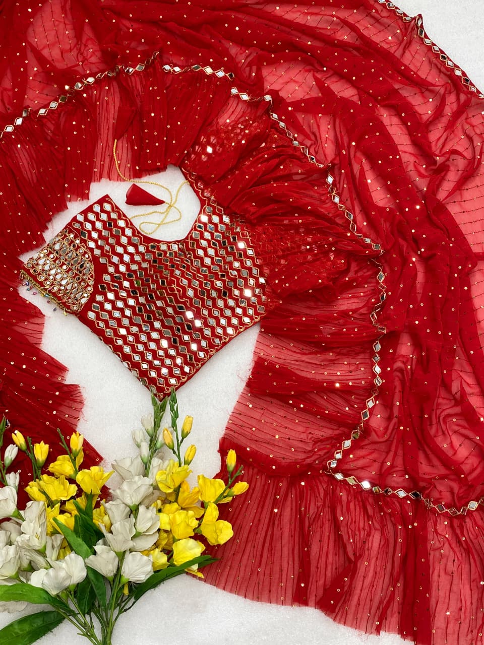 Premium Sequins Crush Pleated Saree – New Designer Collection