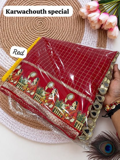 New Viscose Checks Saree Festive Ethnic Saree