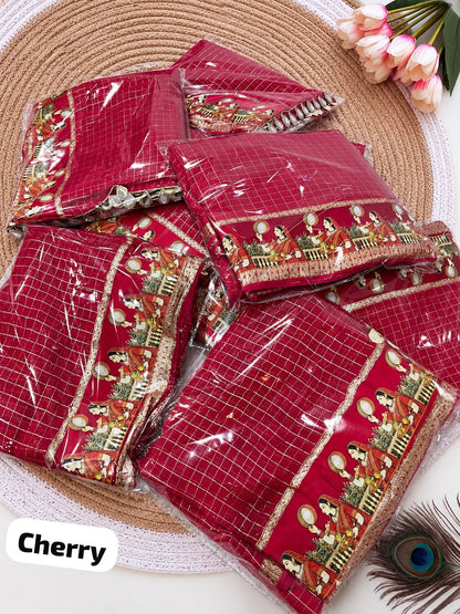 New Viscose Checks Saree Festive Ethnic Saree