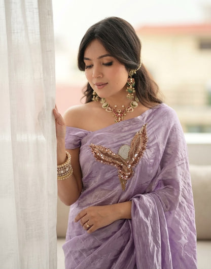 Space Silk Fabric with Attractive Multi-Cut Dana & Sequin Bead Embellishments