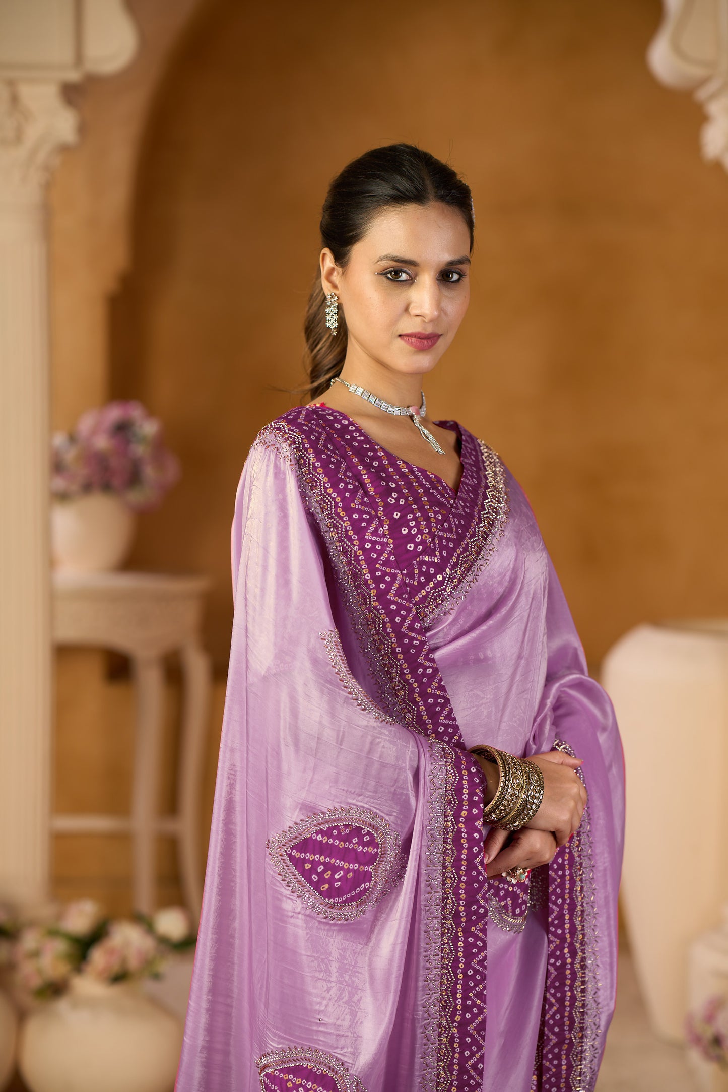 Designer Jimmy Choo Blooming Silk Saree – Soft Elegant Party Wear